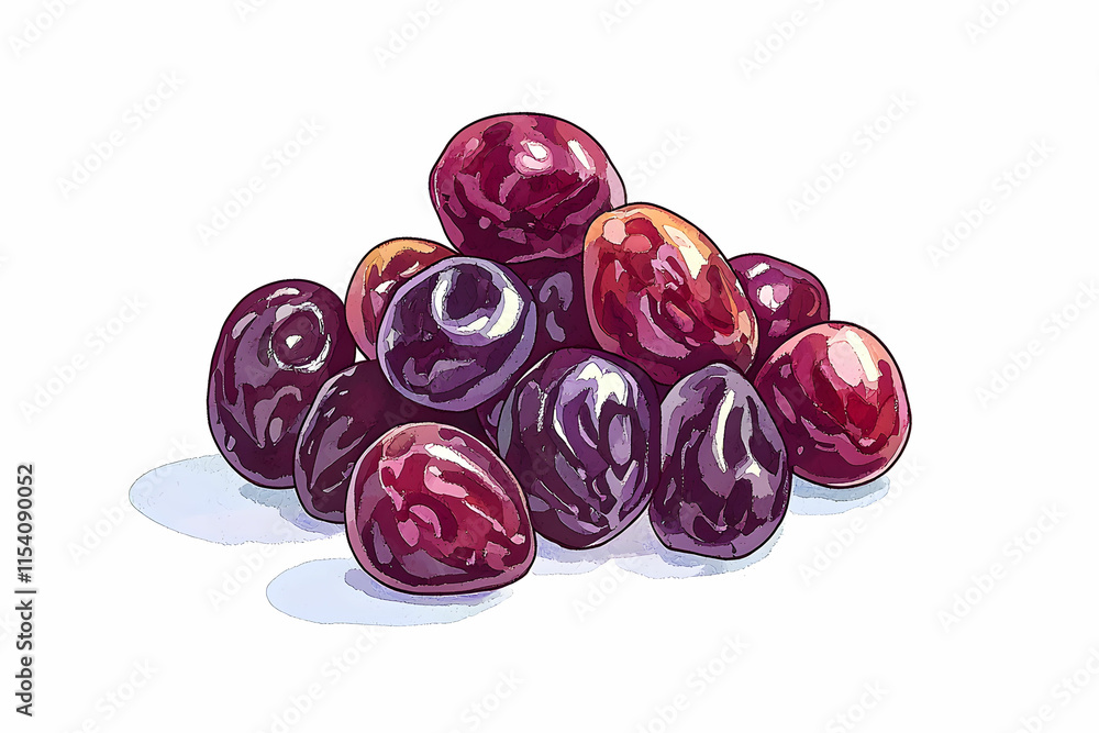 Fresh Ripe Plums Stacked in a Beautiful Arrangement on a Bright White Background Fresh Ripe Plums Stacked in a Beautiful Arrangement on a Bright White Background