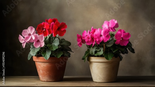 Wallpaper Mural Vibrant pink and red cyclamen flowers in pottery pots showcasing natural beauty and elegance for home decor or gardening inspiration. Torontodigital.ca