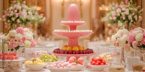 Wallpaper Mural A beautifully arranged dessert table featuring colorful sweets and floral decorations. Torontodigital.ca