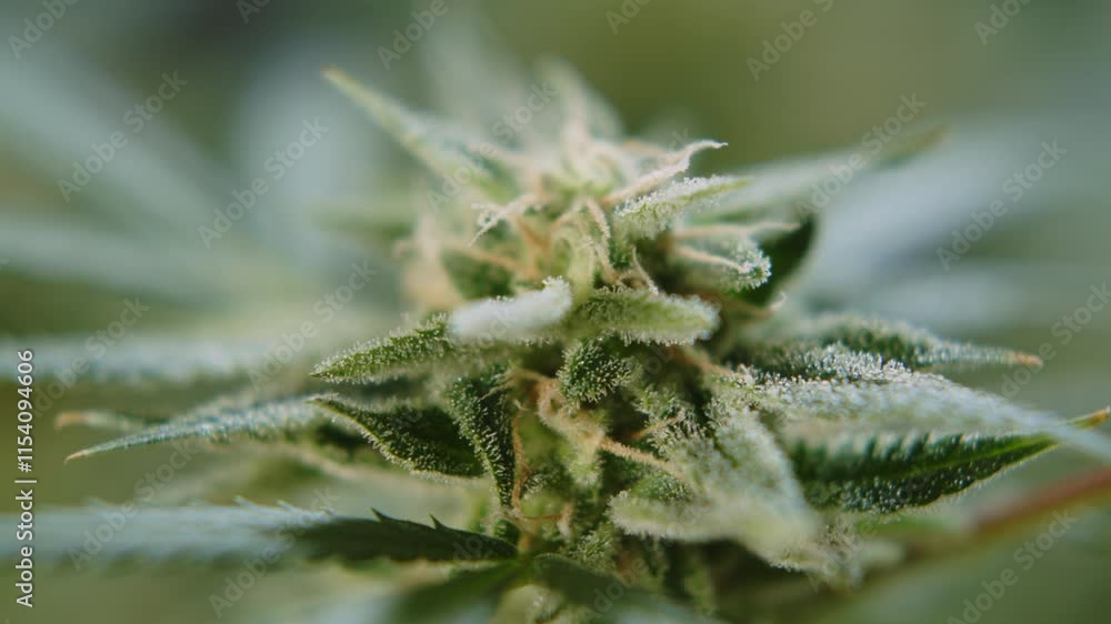Macro view of green marijuana growth on a blur background Macro view of green marijuana growth on a blur background