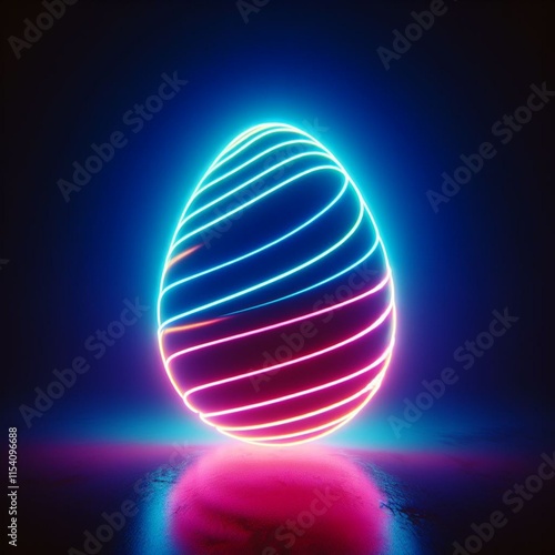  neon Easter egg against a dark background