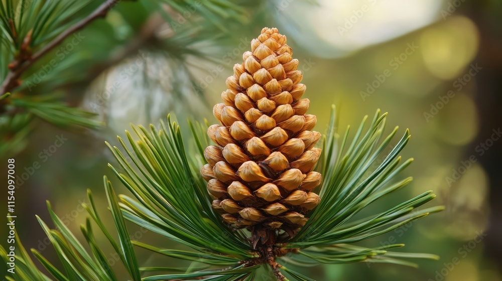 Pine Cone Surrounded by Green Pine Needles in Forest Environment Capturing Natural Beauty and Biodiversity Pine Cone Surrounded by Green Pine Needles in Forest Environment Capturing Natural Beauty and Biodiversity