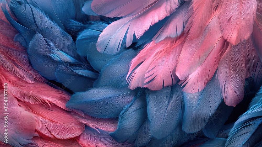 Obraz premium Vibrant pink and blue feather texture background suitable for fashion or artistic design concepts