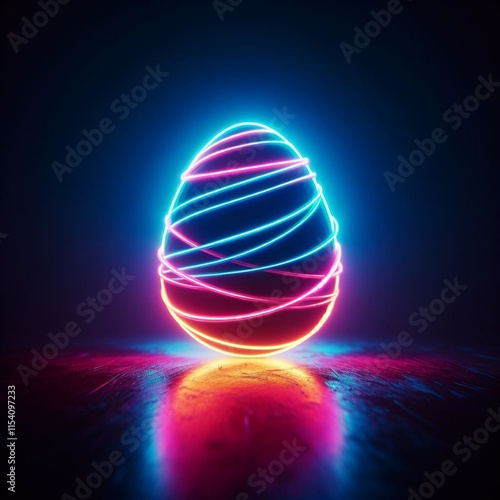  neon Easter egg against a dark background