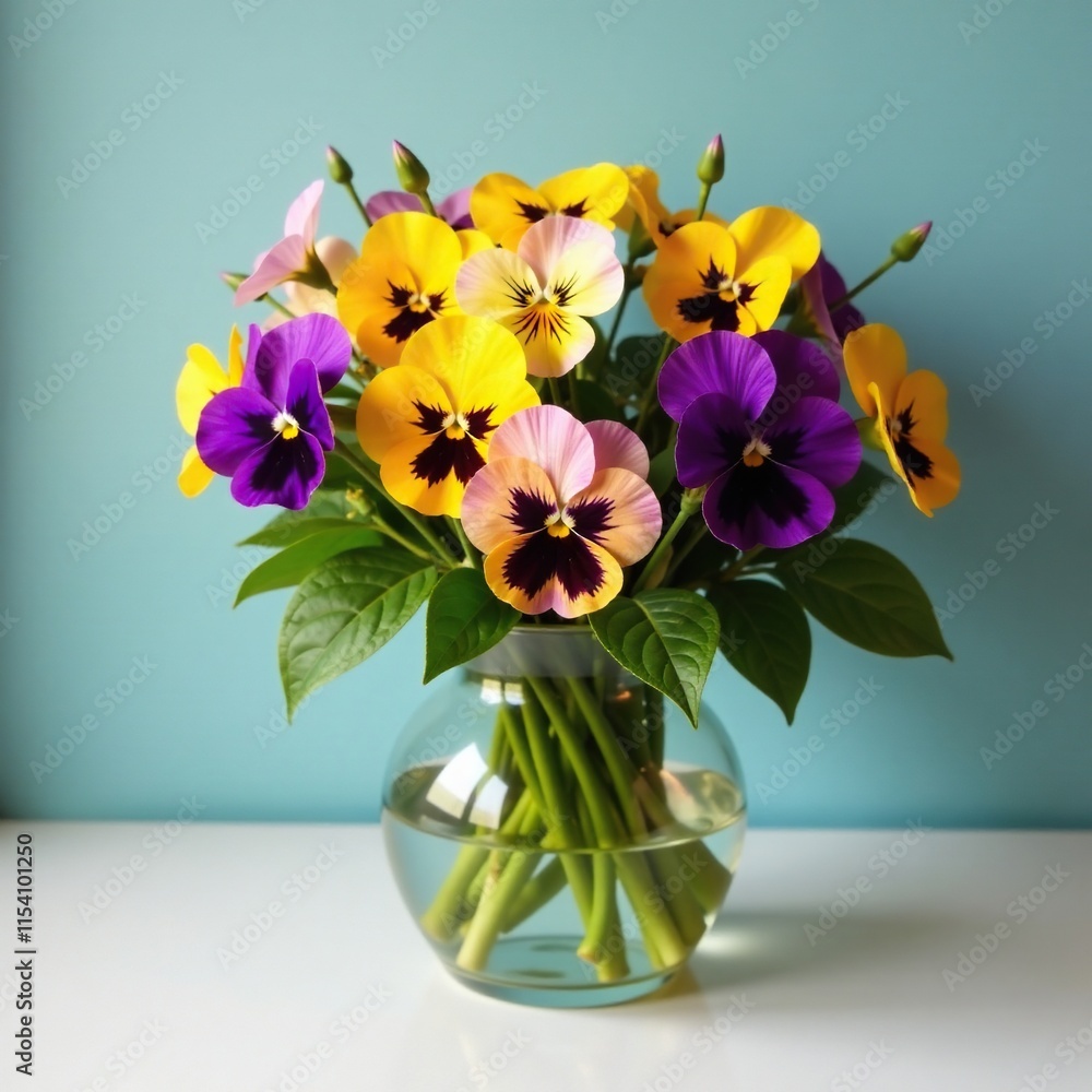 Pansies and other flowers in a vase filled with fresh cut flowers, seasonal flowers, fresh cut flowers Pansies and other flowers in a vase filled with fresh cut flowers, seasonal flowers, fresh cut flowers