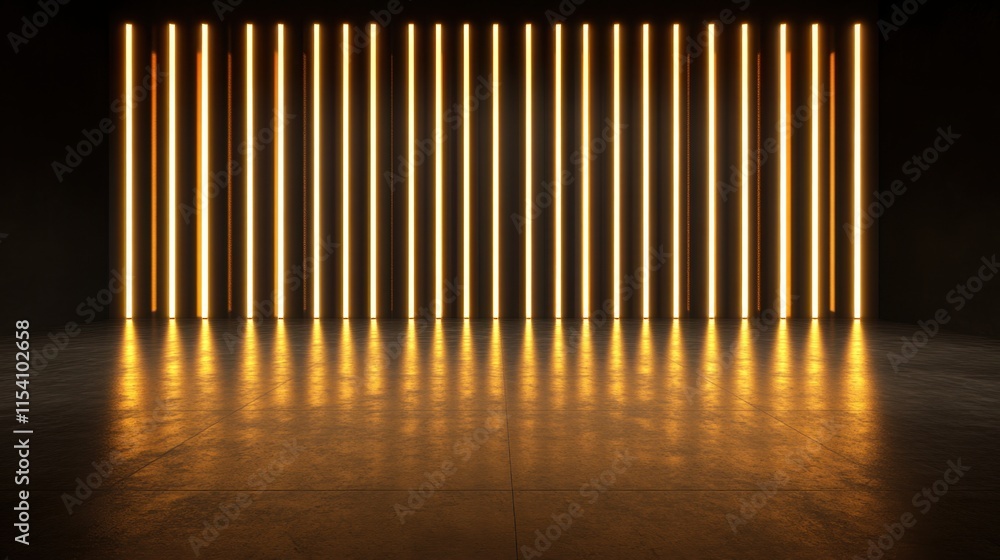 Fototapeta premium Illuminated Vertical Lines in a Dark Room Creating a Modern Aesthetic