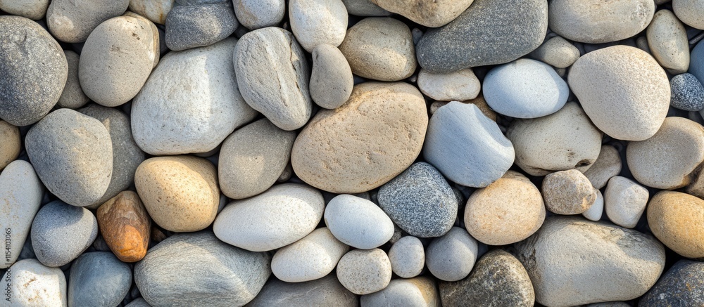 Textured pebbles on a beach showcasing a variety of shapes and colors in natural lighting for coastal and landscape themes. Textured pebbles on a beach showcasing a variety of shapes and colors in natural lighting for coastal and landscape themes.