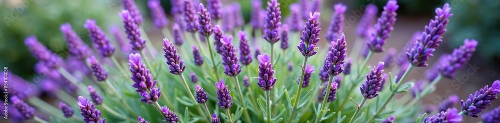 Obraz premium Lavender shrub with long, slender stems and small leaves, foliage, plant, natural