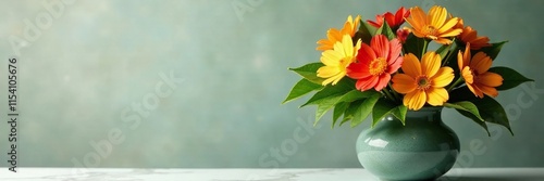 Wallpaper Mural Cascabela thevetia flowers in a vase with green leaves, floral, leaves Torontodigital.ca