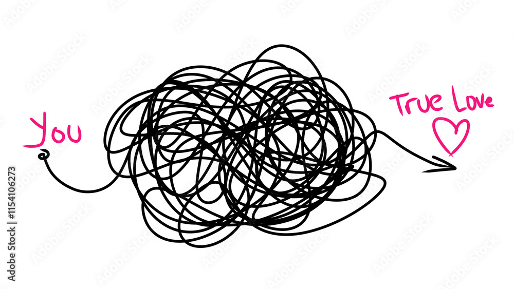 Illustration of a tangled path representing the journey from Illustration of a tangled path representing the journey from