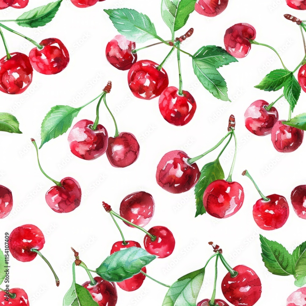 Seamless kids pattern with watercolor cherry pattern, kids abstract illustration on white background Seamless kids pattern with watercolor cherry pattern, kids abstract illustration on white background