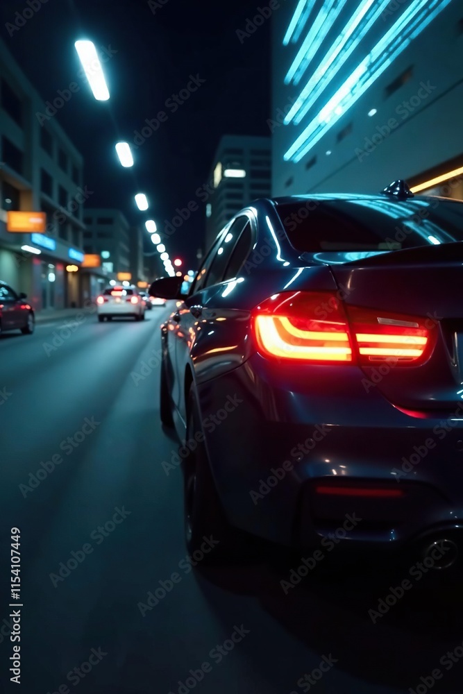 Fast-paced blurry image of a car's taillights, taillights, speeding car Fast-paced blurry image of a car's taillights, taillights, speeding car