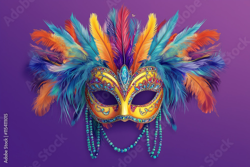 carnival mask in purple background,  mardi Gras, venice