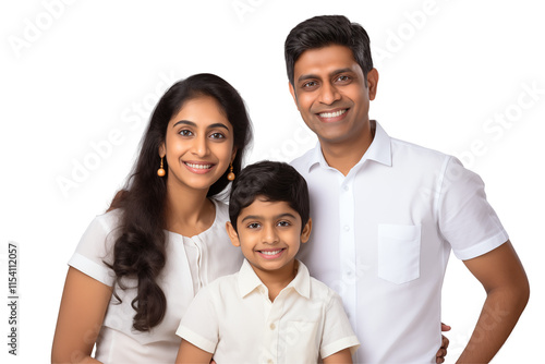 Portrait of a Smiling Indian Family on Transparent Background - Perfect Illustration for Creative Projects, Advertisements, Cultural Content, or Campaigns Celebrating Traditions and Family Unity. Png.