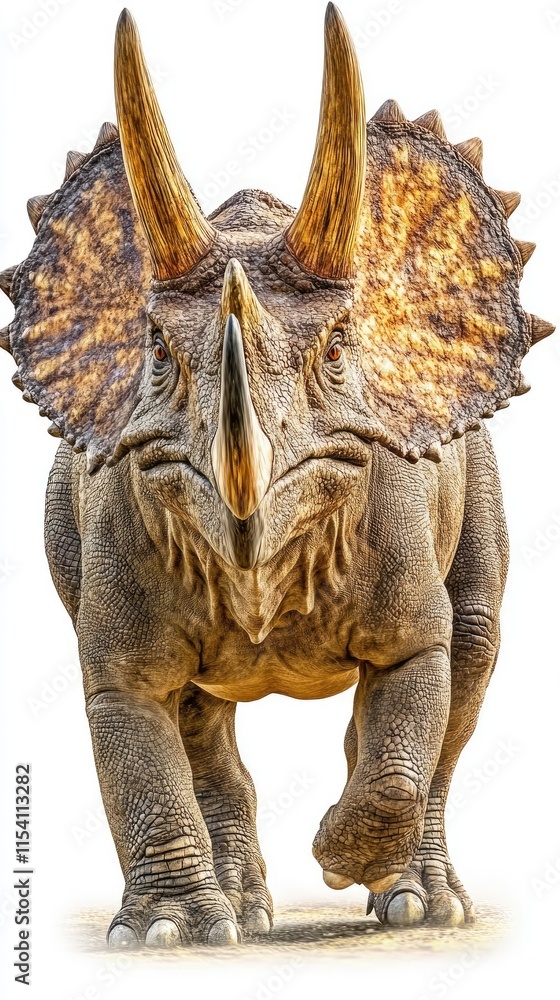 Fototapeta premium A detailed illustration of a Triceratops walking forward.