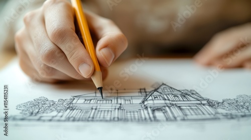 realistic photos of architects with codes and regulations for their designs. an architect drawing a design set photo