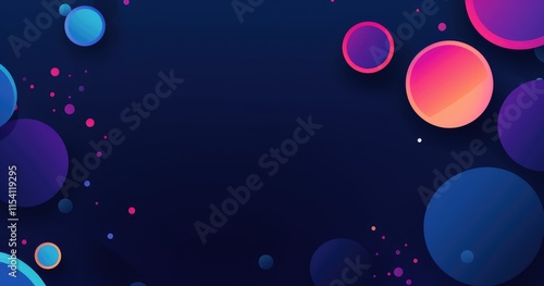 Abstract design featuring colorful circles on a dark background, suitable for digital use. photo