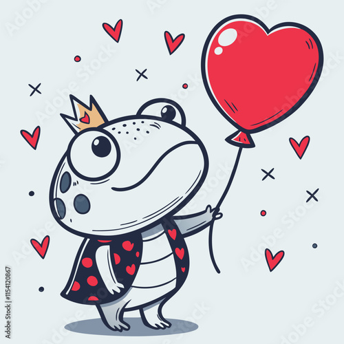 Charming frog prince wearing a tiny golden crown, perfect for enchanting children's art, illustrations, and storytelling.