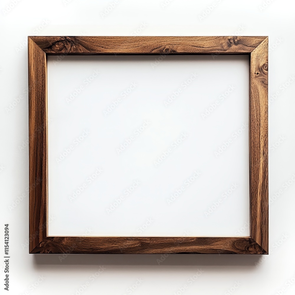 Fototapeta premium Wooden Frame Ready for Artwork Display on a Blank Wall in a Minimalist Interior Setting Showcasing Natural Materials