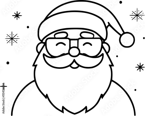 Santa Claus with a beard glasses and a Christmas hat