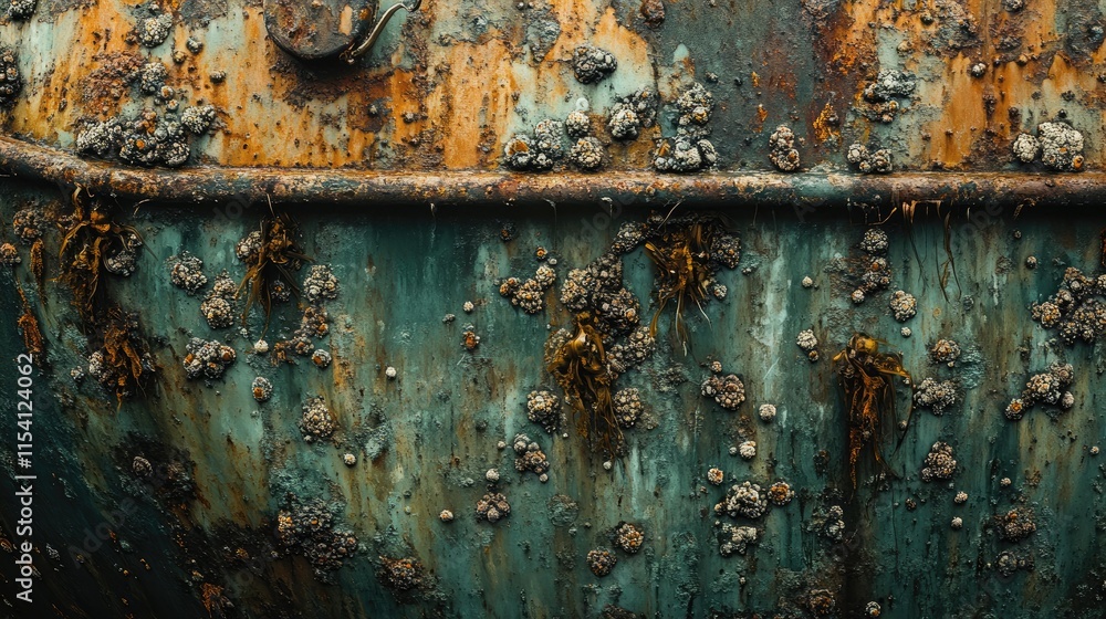 Rusted Metal Surface Covered With Barnacles And Algae Rusted Metal Surface Covered With Barnacles And Algae