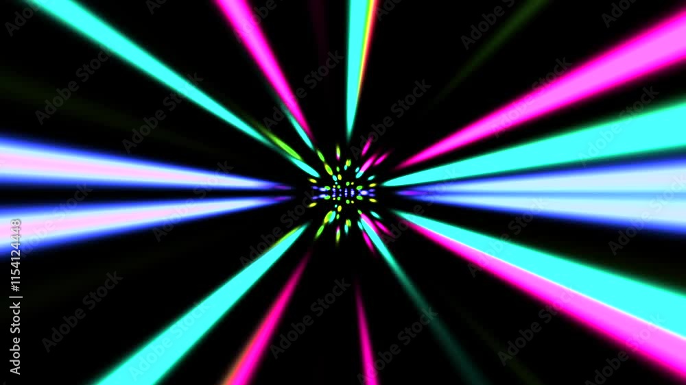 Neon Rave Motion Animated motion graphic of comic sunburst lined rays with leak and neon ...
