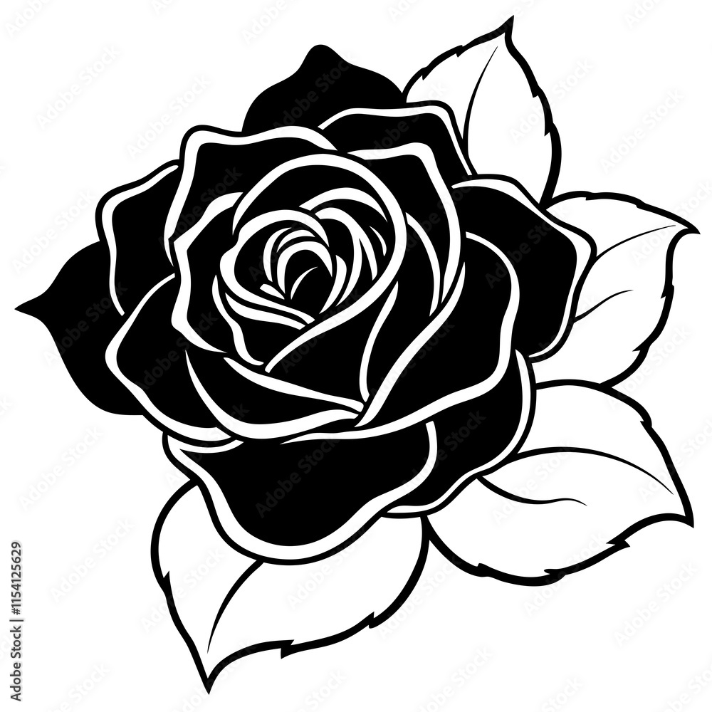 Black Rose in Full Bloom on White Canvas Black Rose in Full Bloom on White Canvas