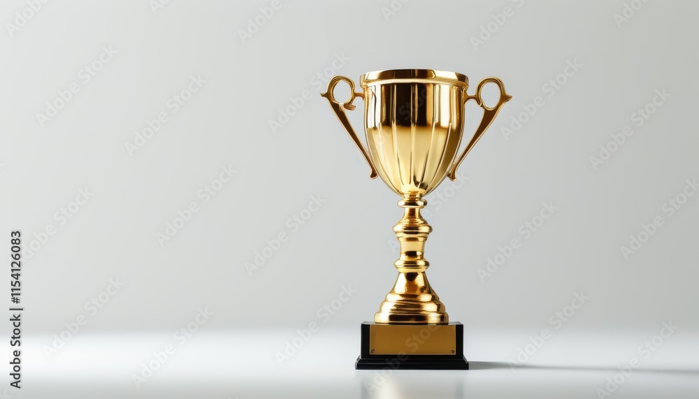Golden Trophy Cup on a Light Background Ideal for Celebrating Achievement and Success Golden Trophy Cup on a Light Background Ideal for Celebrating Achievement and Success