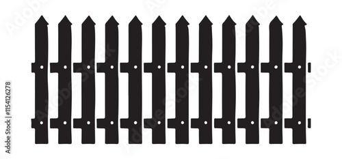 Classic Picket Fence Silhouette Vector Illustration