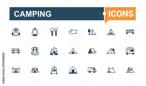 Camping linear icon. Contains related to post, sport, activity, trail, car, outdoor, holiday and more. Thin outline icons pack. Solid line editable vector illustration. photo