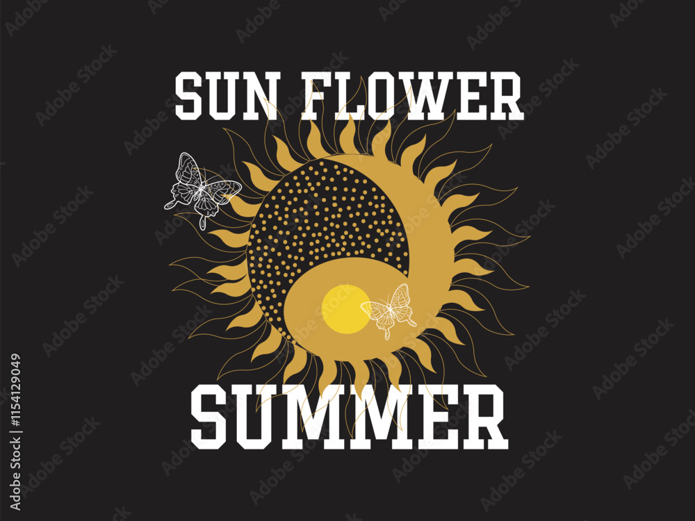 Fototapeta premium Trendy summer vibes sunflower t shirt design
