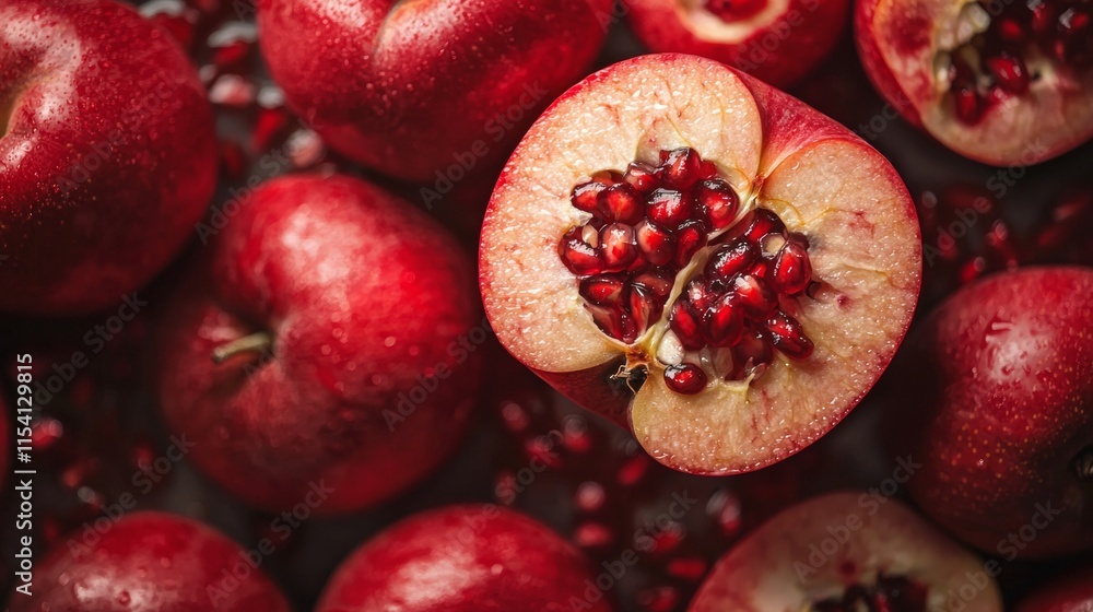 Close-up of vibrant red pomegranate seeds Close-up of vibrant red pomegranate seeds