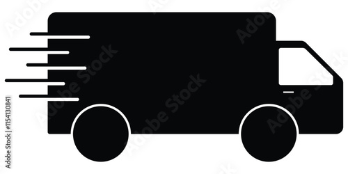 Fast delivery truck icon. Delivery van icon. Vehicle symbol. Parcel to deliver. Courier service. Shopping online object. Lorry, cargo van sign. Fast free delivery truck. Moving cargo shipping service.