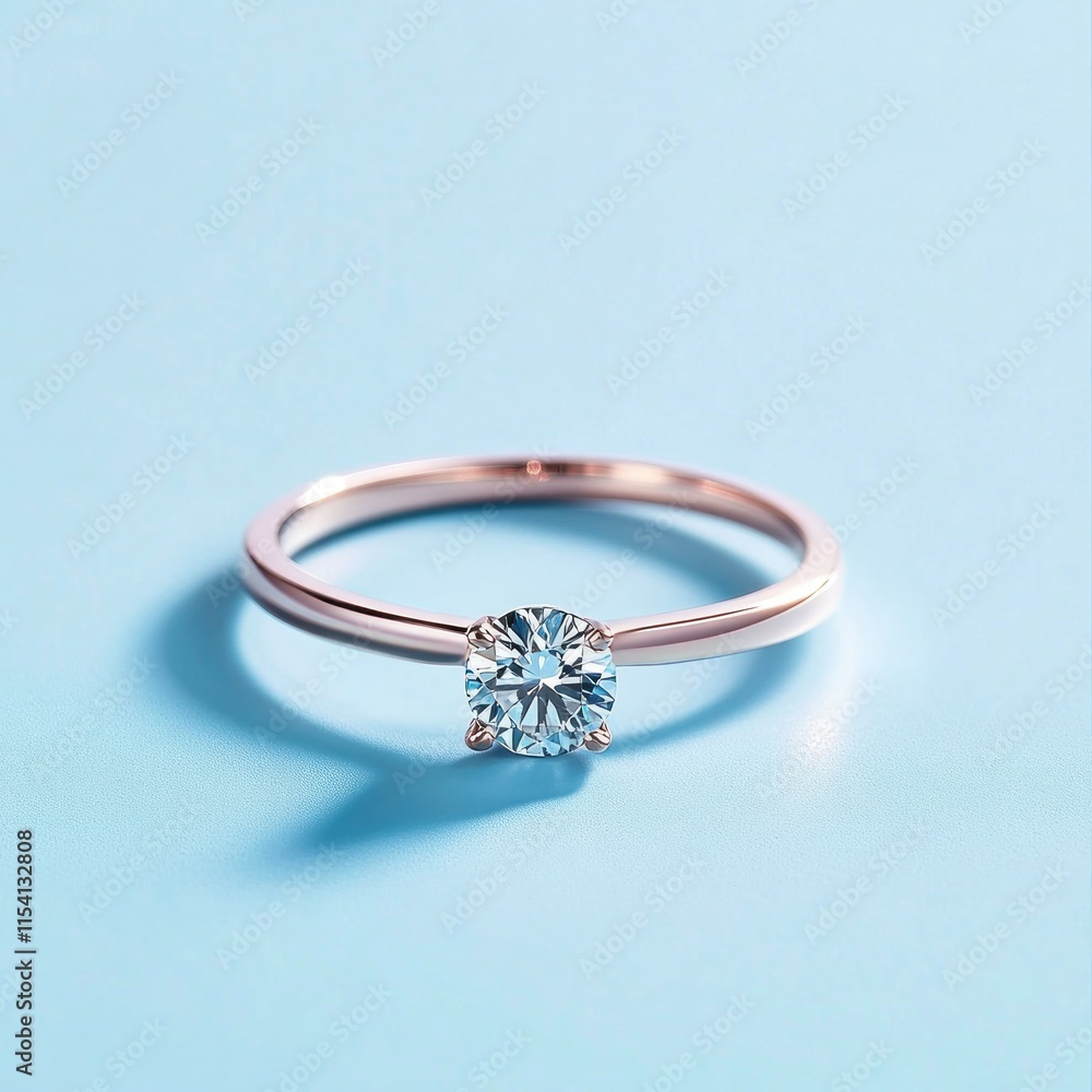 Solitaire diamond ring on blue background. (2) Solitaire diamond ring on blue background. (2)