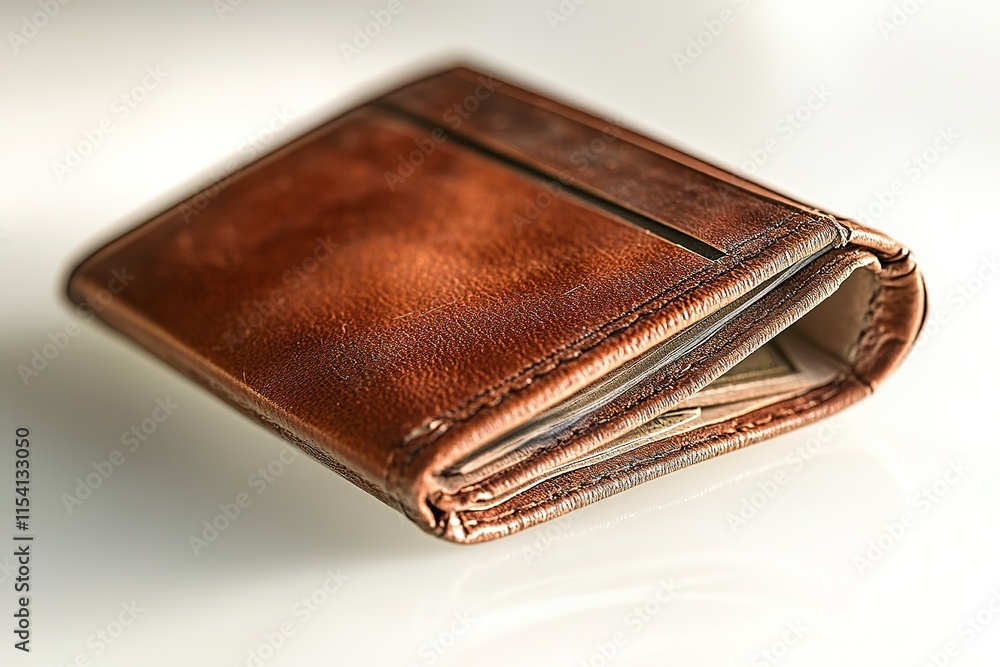 Stylish brown wallet showcasing fine leather texture and elegant Stylish brown wallet showcasing fine leather texture and elegant