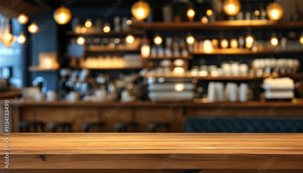 Elegant Wooden Table Top with Beautiful Texture in Upscale Cafe Environment with Soft Lighting Elegant Wooden Table Top with Beautiful Texture in Upscale Cafe Environment with Soft Lighting
