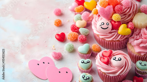 A colorful array of cupcakes and candies, perfect for celebrations or sweet treats.