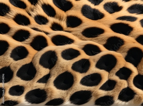 Close-up of leopard print fabric showcasing distinctive spots in warm tones photo