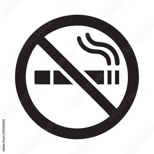 No Smoking Sign Silhouette Vector Illustration