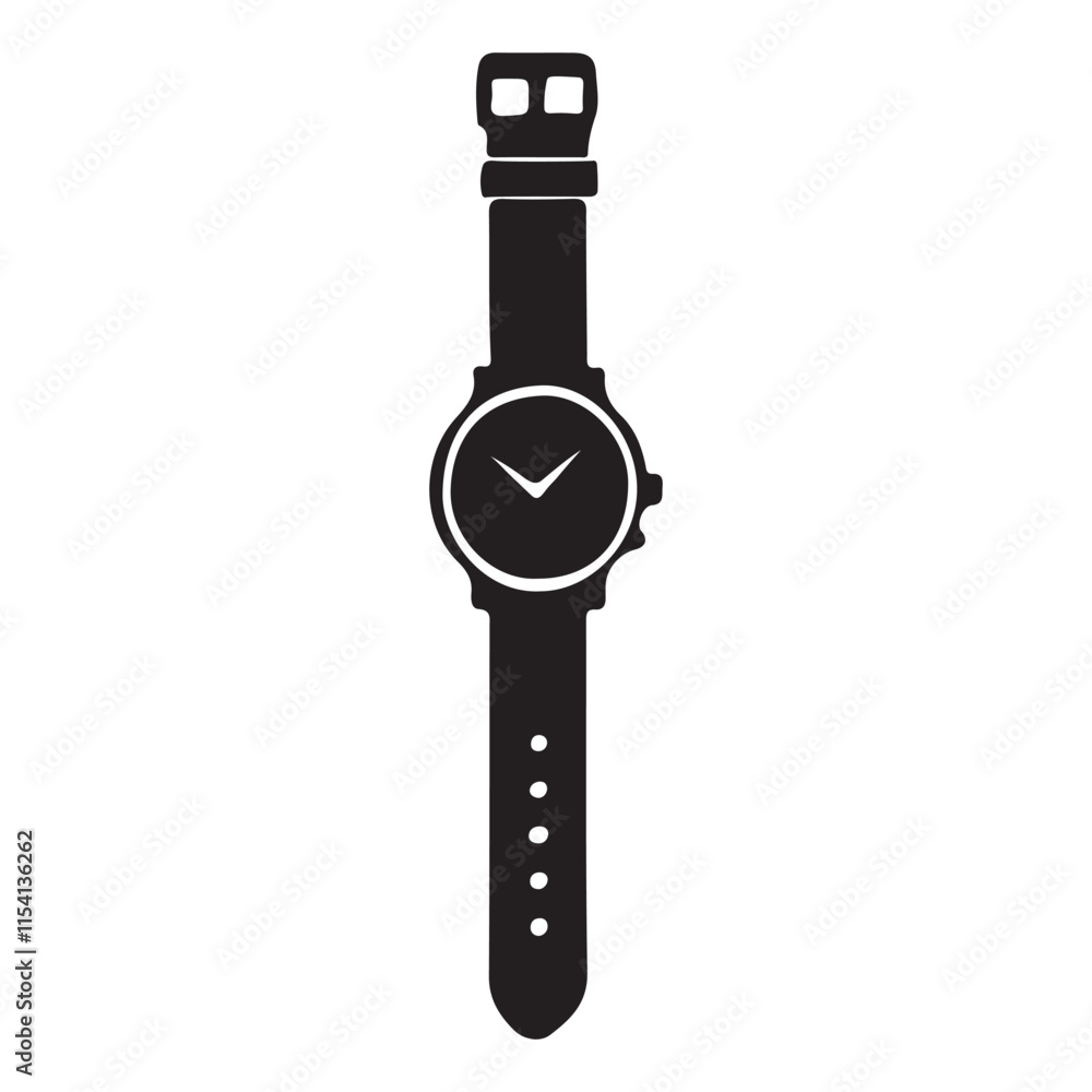 Sleek Black Silhouette watch Design Illustration Sleek Black Silhouette watch Design Illustration
