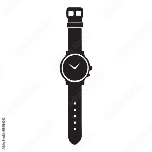 Sleek Black Silhouette watch Design Illustration