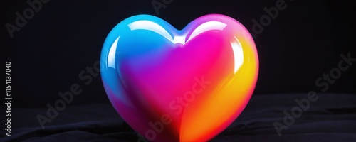 Colorful heart sculpture showcasing vibrant hues in a dark setting with artistic flair