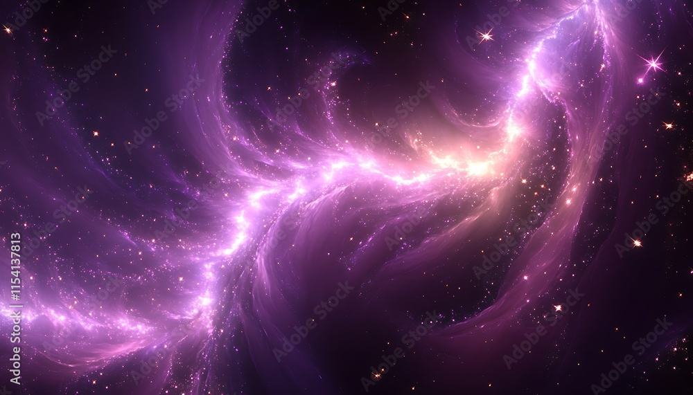 Obraz premium A dreamy galaxy-like design in shades of purple, with glowing stars scattered.