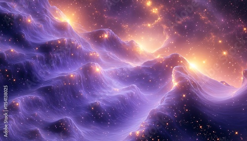 A dreamy galaxy-like design in shades of purple, with glowing stars scattered. photo