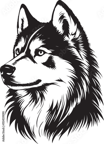 Alaskan Malamute Dog Head Stylized Vector Illustration Graphic