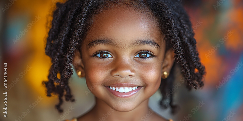 portrait of an black little girl with a smile portrait of an black little girl with a smile