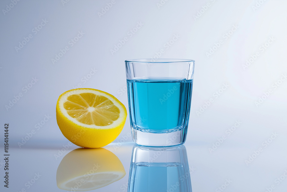 Erfrischendes blaues Getränk mit Zitronenscheiben auf hellem Hintergrund
Erfrischendes blaues Getränk mit Zitronenscheiben auf hellem Hintergrund