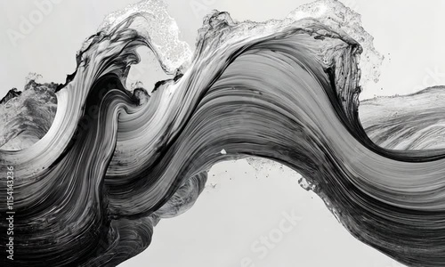 Abstract black and white wave pattern illustrating artistic brush strokes with dynamic flow, perfect for background design and creative projects in various industries
