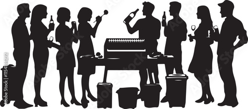 Bbq Scene Silhouette Vector Illustration Graphic
