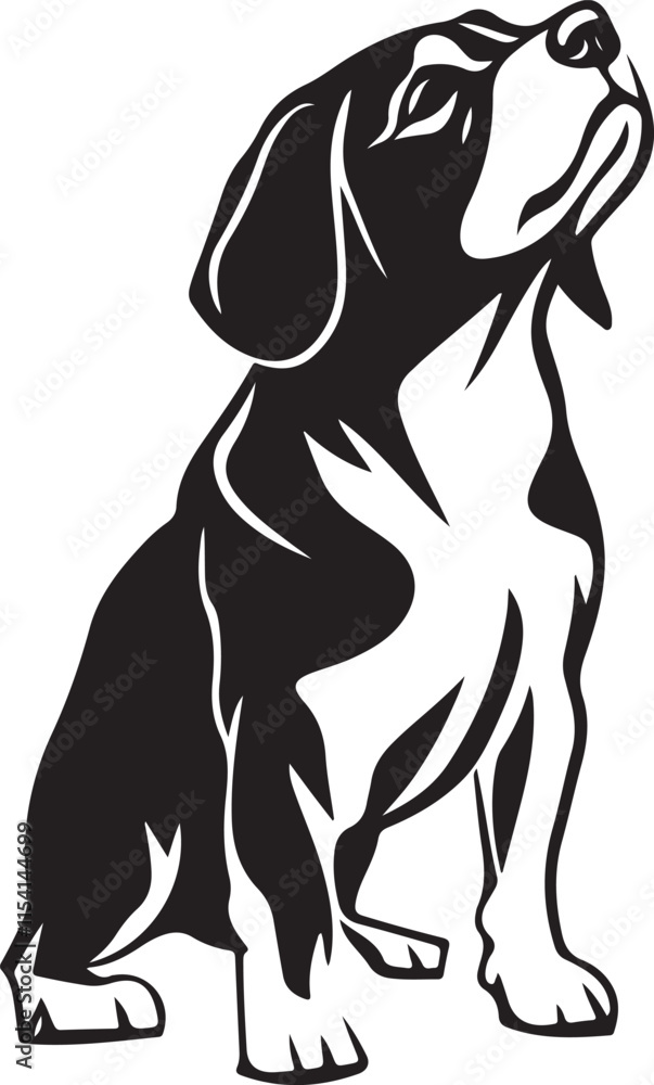 Obraz premium Beagle Dog Sitting Sketch Stylized Vector Illustration Graphic